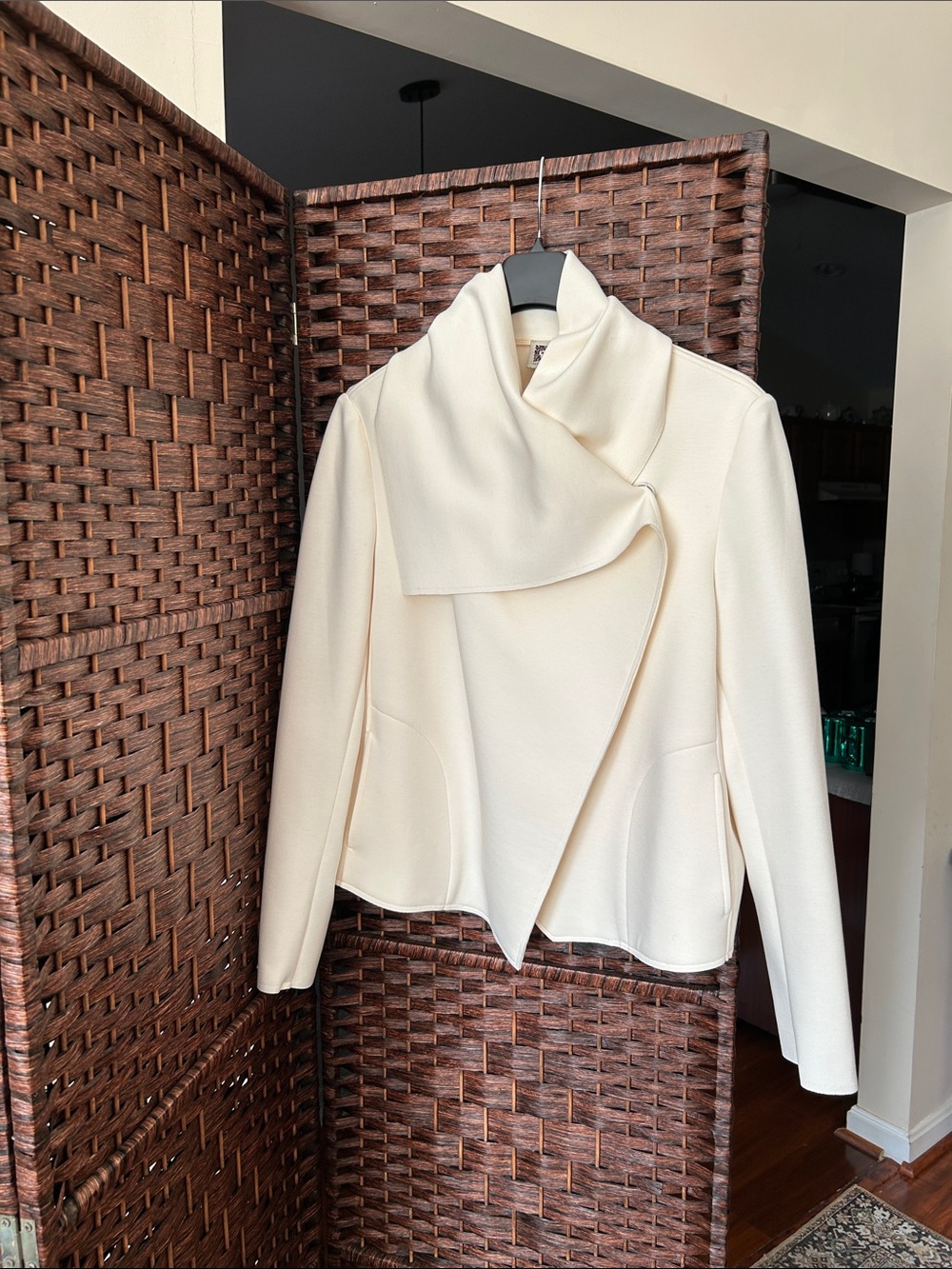 NWT Anne Klein Cream Draped Open-Front Blazer